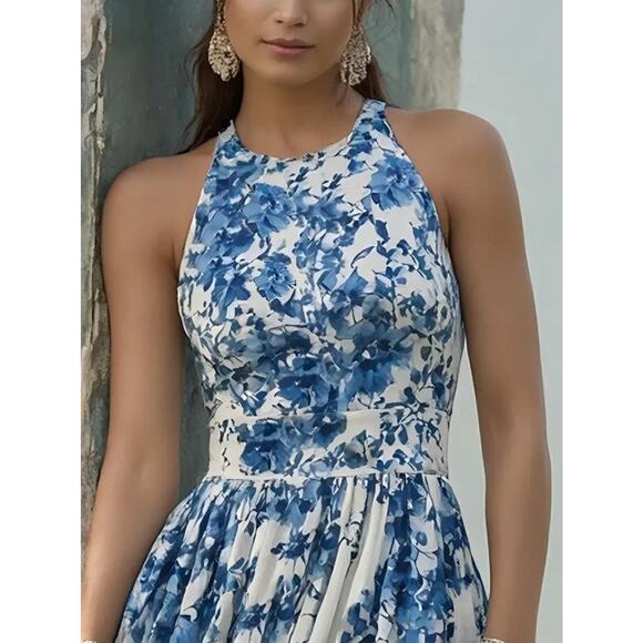 Linen Vibes Fit & Flare Midi Dress Floral sz XL - Picture 2 of 16